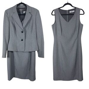 KASPER CLASSIC TIMELESS GRAY DRESS SUIT Jacket Sz 10 Dress Sz 8